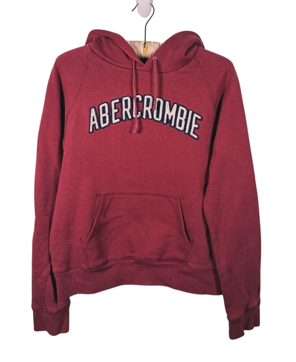 Vintage Y2K Abercrombie & Fitch Mens Graphic Hoodie Size XL Burgundy Streetwear